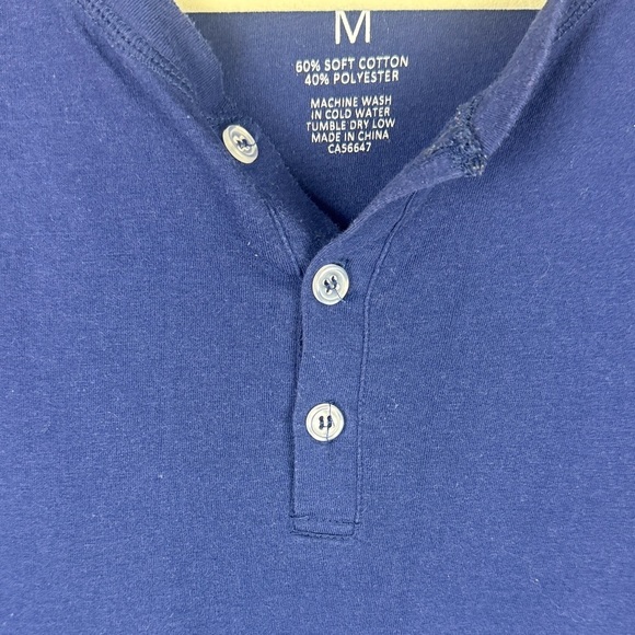 Kuwalla Classic Soft Cotton Blend Navy Long Sleeve Henley Shirt Size Medium - Picture 6 of 9